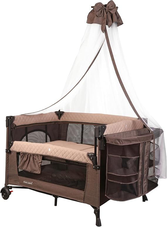 HOLMER Kids Coolstyle Cibinlikli Anne Yanı Park Yatak/Oyun Parkı/Beşik (Kahverengi)