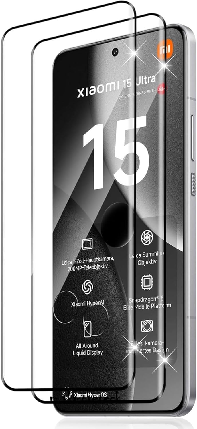 m.tk moveteck Xiaomi Mi 15 Ultra ile Uyumlu Ekran Koruyucu, Cam, Tam Kaplar, Oval Kavisli, Esnek Polymer Nano, Full Glue, HD Glass