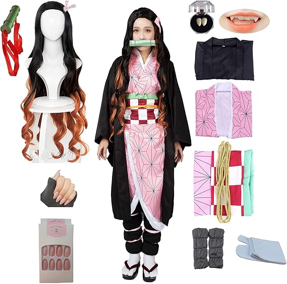 Japanese Anime Demon Slayer, Cosplay: Neozo Kamado, Cosplay Costume, Kimono Set, Anime Cosplay Costume, Kimono Halloween Costume for adults