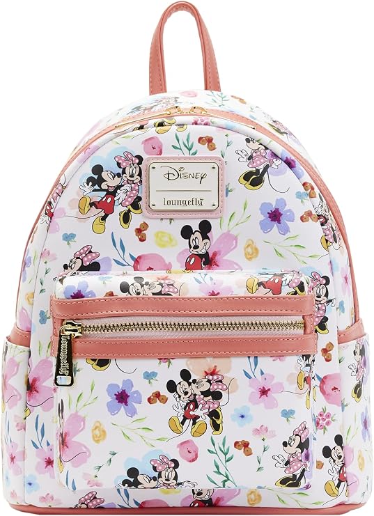 Loungefly Disney Mickey Minnie Mouse Mini Backpack Handbag AOP Floral, Multicolor, Mini, Mini Backpack