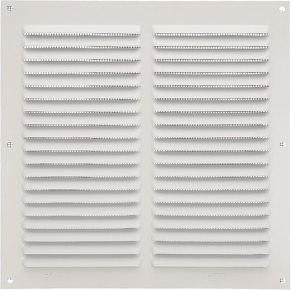Amig - Rejilla Cuadrada de Aluminio con Mosquitera | Rejillas de Ventilación para Salida de Aire | Ideal para Techo de Cocina y Baño | Medidas 200 X 200 MM | Color Blanco