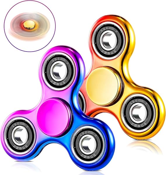 SCIONE 2PCS Fidget Spinner Rainbow Sensory Fidget Toys, Anxiety Stress Relief Pass the Parcel Prizes for Kids Adults Goodie Bag Stuffers for Boys Girls Birthday Gift Party Bags Fillers