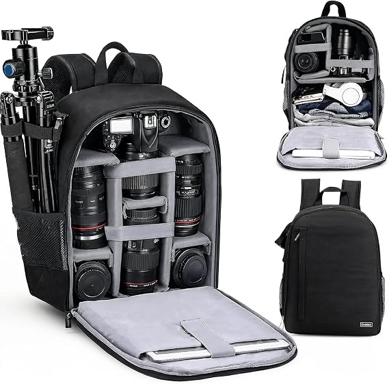 Cwatcun Large DSLR Camera Bags for Photographers with Waterproof Material