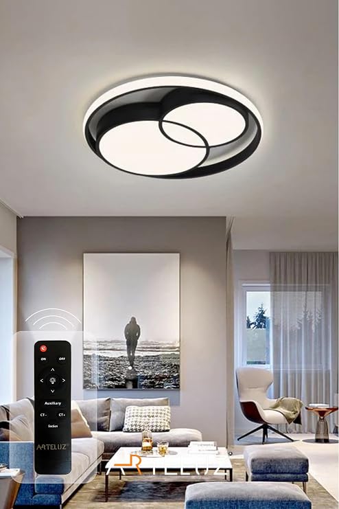 Modern Çift Yuvarlak Plafonyer Kumandalı Led Tavan Avize [Enerji Sınıfı A]