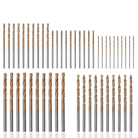 50Pcs Titanium Coated Metal Twist Drill Bits, HSS Drill Bit Set
