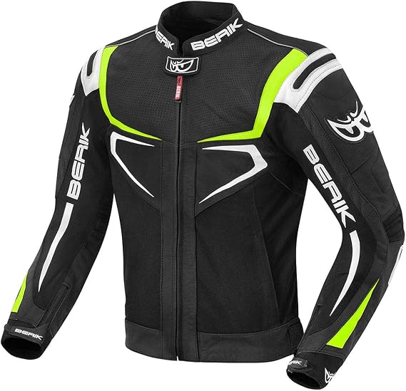 Berik Radic Motorcycle Leather / Textile Jacket Black/Yellow 56