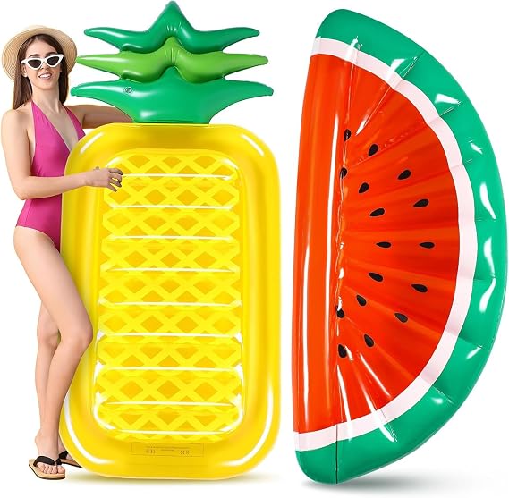 Inflatable Pineapple and Watermelon Pool Float - 2PCS Pool Floats, Pool Inflatables, Giant Pool Floats,Beach Inflatables for Adults,Large Float Raft Summer Beach Swimming Pool Inflatable Floatie