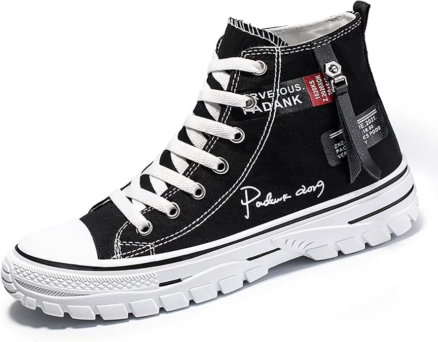 Men's High Top Canvas Shoes Casual Walking Skate Sneakers for Men Fashion Trendy Comfort Shoes with Soft Out-Sole