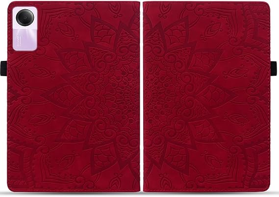 Full Protective Case For Xiaomi Redmi Pad SE 11inch Slim Lightweight Embossed PU Leather Flip Holder Tablet PC Case Card Slot Tablet Case(Red)