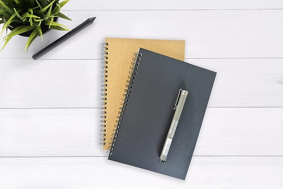 Fark Tanıtım 2'li Çizgisiz Not Defter, A5 Boyut (15x21 cm), 60 Yaprak Planlama, Siyah ve Kraft Kapaklar, Ofis İçin İdeal