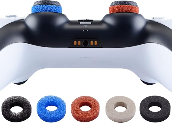 PlayVital 5 Pairs Aim Assist Target Motion Control Precision Rings for PS5, for PS4, Xbox Series X/S, Xbox One, Xbox 360, Switch Pro Controller - 5 Colors 3 Different Strength