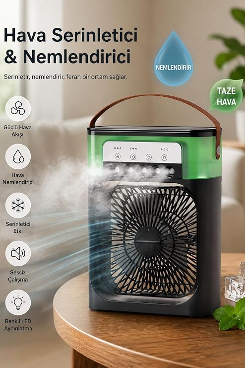 Blic BWFN10 Siyah Sulu Fan Masa Üstü Mini Klima Vantilatör Nemlendiricili Soğutucu Fan 600ML