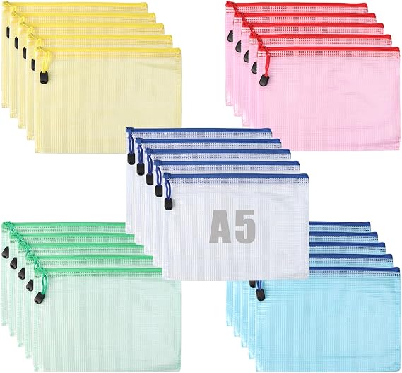 25 Document Wallets A5 with Zip Document Pockets Zip Pouch