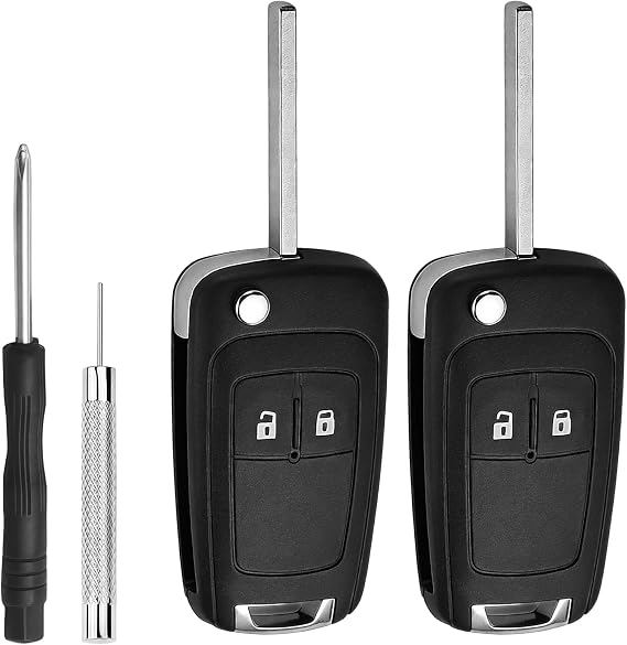 2 Pack 2 Buttons Replacement Car Key Fob Case,Car Key Cover Repair Kit