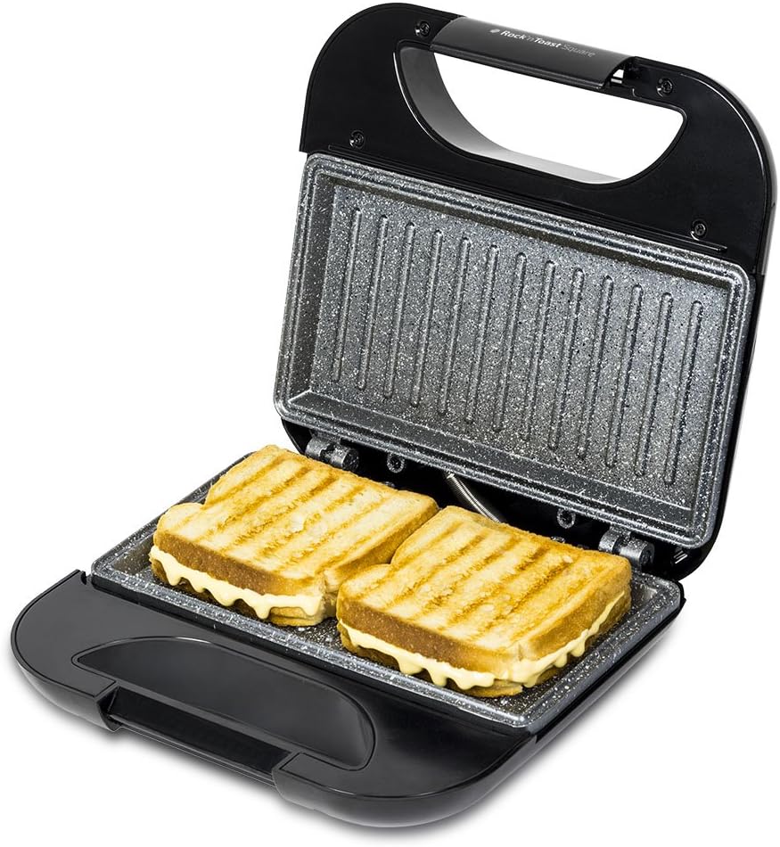 Cecotec Rock'nToast Square sandviç makinesi. RockStone yapışmaz kaplama, iki adede kadar sandviç, ızgara yüzeyi, Cold-Touch sap, kablo sarıcı, 750 W.