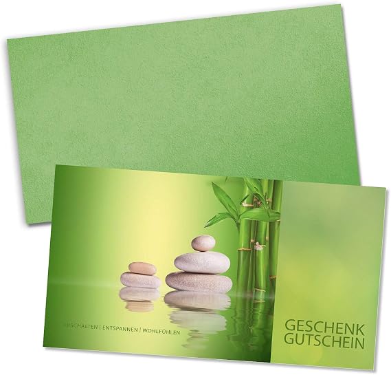 Voucher Set 25 x Vouchers + Envelopes for Beauty Studios Massages Wellness Companies Blank to Fill Yourself