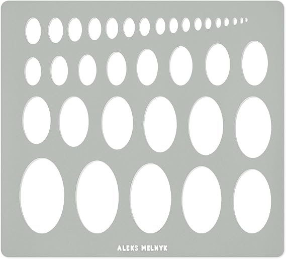Aleks Melnyk No.210 Metal Ellipse Template, Stencil, Geometric Template, Ellipse Master, Art Oval Tool, Isometric Drawing Template, Lapidary, Cabochons, Geometric Ruler, Jewelry Templates Oval