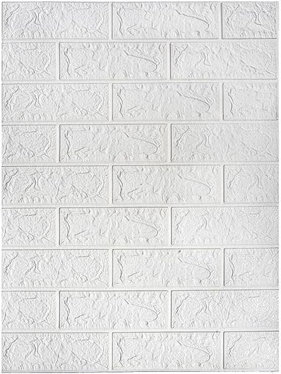UKAB DEKOR Kendinden Yapışkanlı Esnek Köpük Beyaz Duvar Kağıdı Paneli 3d Boyutlu Tuğla Desen 70 * 50 Beyaz 70 x 50