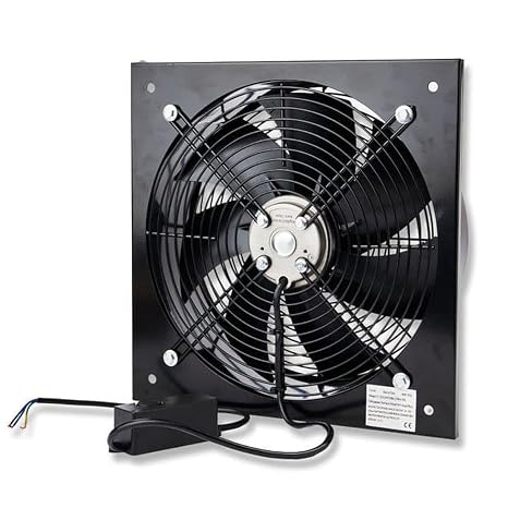 Commercial Extractor Industrial Ventilation Axial Exhaust Blower Flow Air Plate Fan Black Heavy Duty Metal With Speed Control Regulator (10" Inches 250mm With Speed Controller)