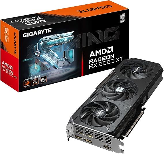Gigabyte Radeon RX 9060 XT GAMING OC 16G Graphics Card - 16GB GDDR6, 128bit, PCI-E 5.0, 3320 MHz Core Clock, 2 x DisplayPort, 1 x HDMI, GV-R9060XTGAMING OC-16GD