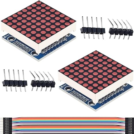 7219 Dot Matrix Module 8x8 Dot Matrix LED Display Single Red Light MCU Control Driver Board with Cable for Arduino Microcontroller(2pcs)