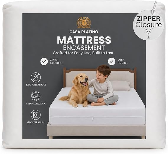 Waterproof Mattress Encasement, King 150x200cm Cover with Zipper