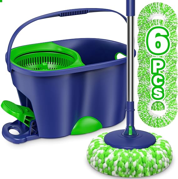 Spin Mop and Bucket Set: Mop Bucket System for Floor Cleaning