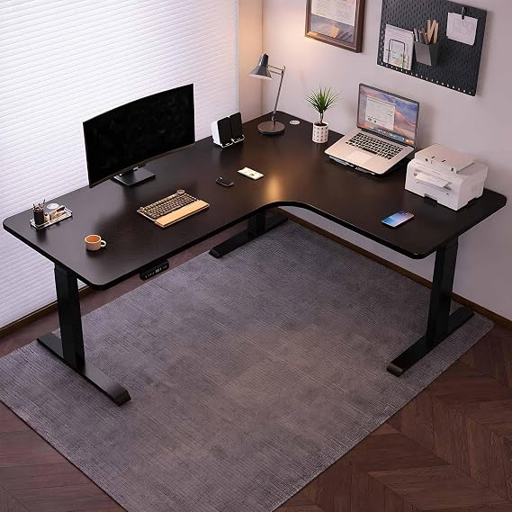 Adjustable Standing Desk Electric L Shaped Height Adjustable Standing Corner Desk Sit Stand Computer Table Home,black/right,160 * 120cm