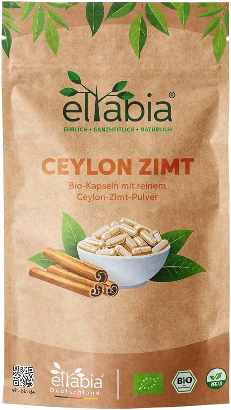 Bio Ceylon Zimt Kapseln 200 Stück Hochdosiert 1840mg Tagesdosis Ceylonzimt mit wenig Cumarin Das Original rein und ohne Zusätze in Premium Rohkost-Qualität