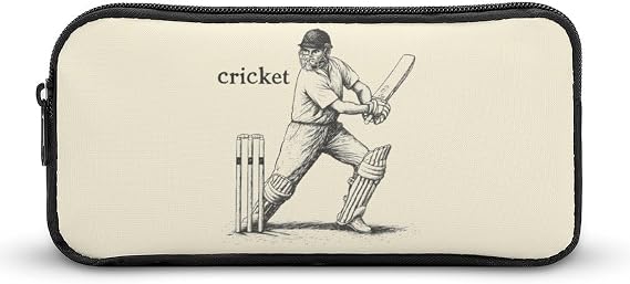 Cricket Player Large Capacity Pencil Cases with Zippered Portable Pen Pouch Makeup Bag Office Supplies