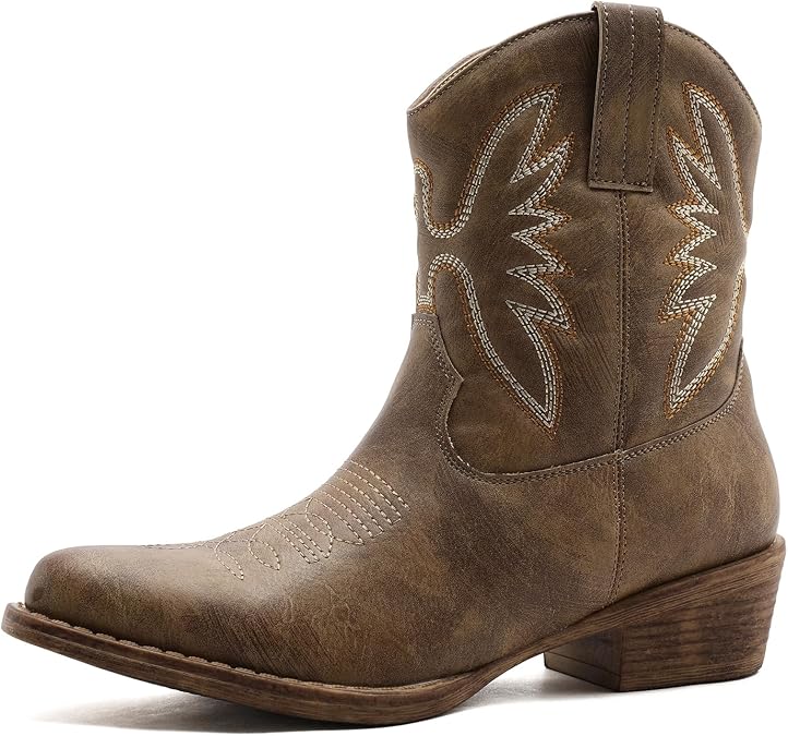 GLOBALWIN Women's Cowboy Boots Short Western Boots Ankle Booties
