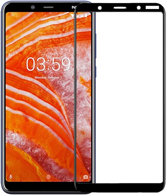 Microcase Nokia 3.1 Plus Tam Kaplayan Çerçeveli Tempered Ekran Koruyucu - Siyah