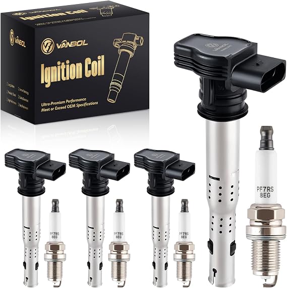 イグニッションコイルパック UF575 スパークプラグ フォルクスワーゲン ジェッタ ゴルフ ビートル パサート ティグアン Eos GTI ゴルフ CC Rabbit Audi A3 A4 A5 A6 Q3 Q5 TT クアトロ ガヤルド L4 L5 2.0L 2.5Lに対応