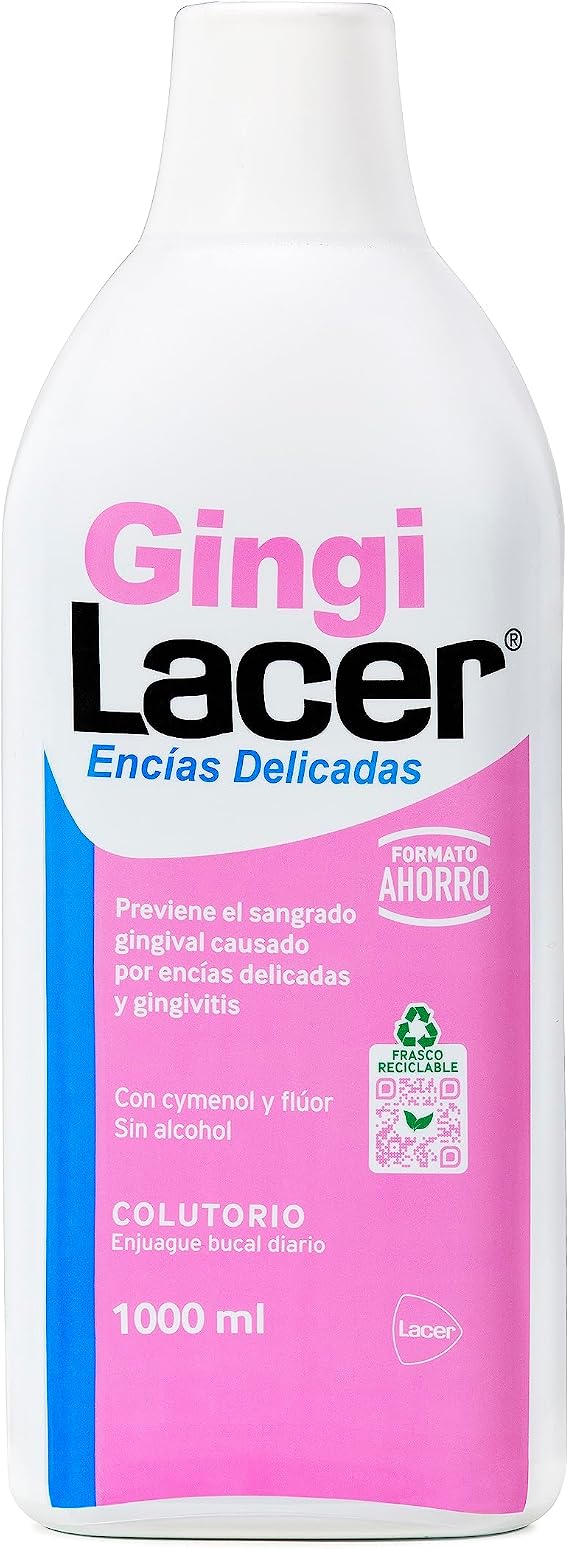 Lacer GINGI Mouthwash 1000 ml, Mouthwash, Daily Use, Healthy and Protected Mouth, Prevents Caries and Plaque, Deep Cleans, Ideal for Diabetic Patients