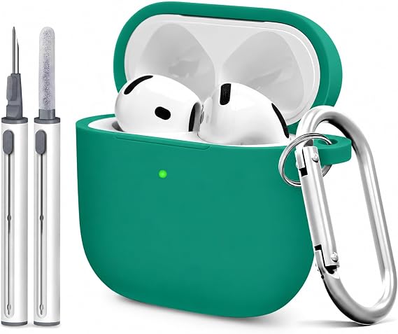 for Airpods 4thケースカバー、クリーナーキット付き、キーチェーン付きソフトスキンシリコンケースカバー フロントLED Visibl、フル保護ケース、AirPods 4thオーシャン対応