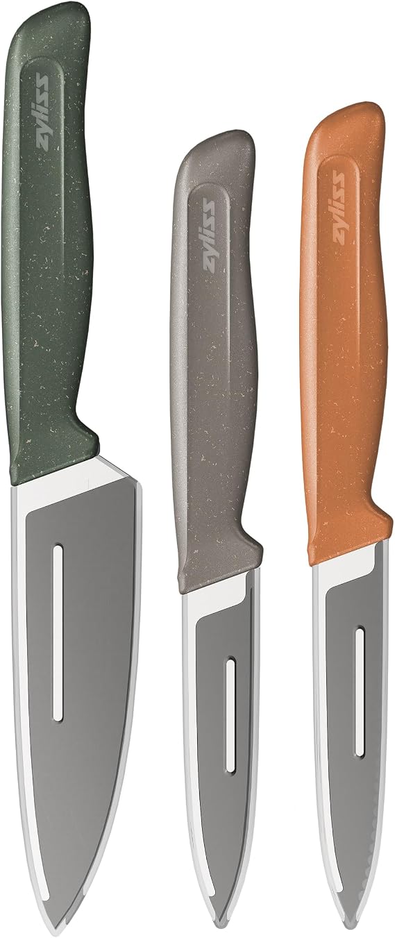 Zyliss 3 Piece Knife Set Professional Kitchen Knives with Protection Covers