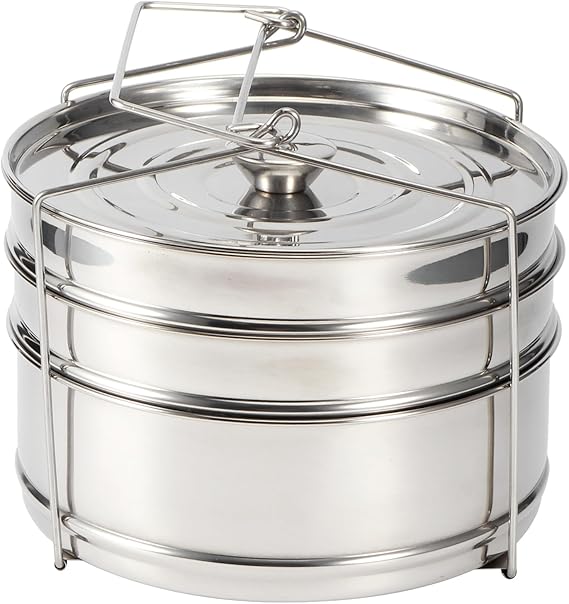 Stackable Stainless Steel Insert Pans, 6Qt Instant Pots Accessories 3 Tier Steamer Cooker Pot Set Cook Food Pressure Pot Accessories