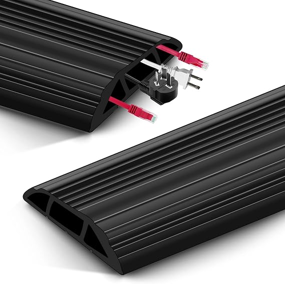 Cable Protector, Floor Cord Channel, Wire Cover,Protect Cables & Prevent Trip Hazards, Ideal for Office, Home, Gyms,Workshop and Hospitals (4.5m,Black)