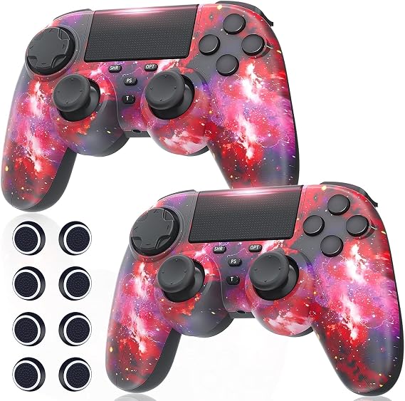Gamrombo 2 Pack Wireless Controller for PS4/Pro/Slim/PC, Gamepad with Turbo, Touchpad, Dual Vibration, 6-Axis Gyro Sensor
