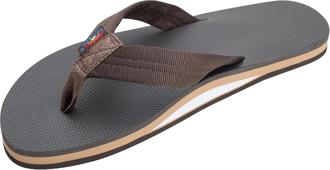 Rainbow Sandals Men's Blue/Black Single Layer Soft Top 1 Inch EVA Rubber Filled Nylon Strap
