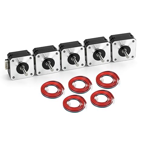 5pcs Nema 17 Stepper Motor 42x23mm, 1.0A-3.6V 2 Phase 4 Wires 0.15Nm Holding Torque 1.8 Degrees with 1 Meter Cable, Pancake Motor for 3D Printer Motors