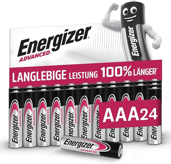 Energizer Advanced AAA batteries (24 pieces) 1.5 V alkaline batteries powerful and durable made in the EU 100% plastic-free packaging can be stored for 10 years [exclusive to Amazon]