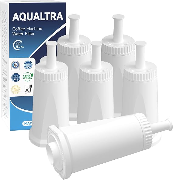 AQUALTRA Coffee Machine Water Filter Compatible with SES875, SES008, SES810, SES878, SES008WHT0NEU1, SES880/920/980/990/500, BES Series, 6 Pack