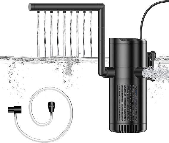 Aquarium Inner Filter, 8W Adjustable Internal Fish Tank Filter, 500 L/H Aquarium Filter Pump Suitable for Aquariums up to 120L
