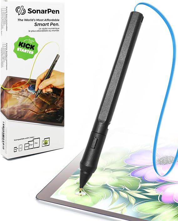 SonarPen Pressure Sensitive Smart Stylus Pen with Palm Rejection and Shortcut Button.Battery-Free Compatible with Apple iPad/iPhone/Android/Switch/Chromebook (Blue)
