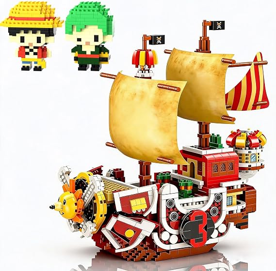 サニーサウザンド海賊船 マイクロビルディングブロック 1ピース クリエイティブな海賊ボート かわいいフィギュア2体付き 挑戦的なビルディングブロック 14歳以上 2000個