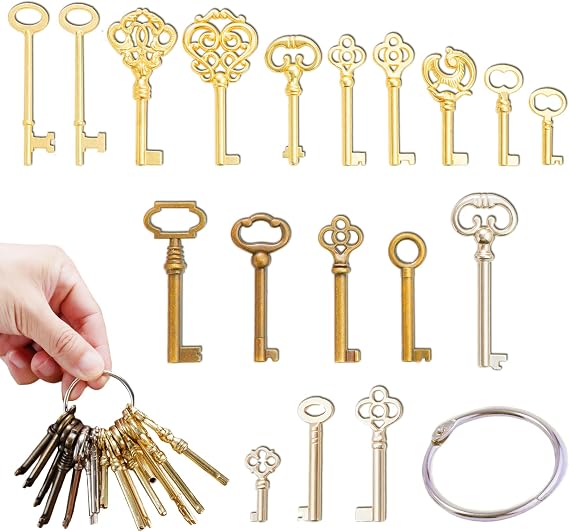 Skeleton Key Set, 18 Keys Universal Vintage Skeleton Keys Replacement