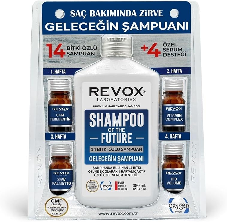 Revox Bitkisel Şampuan Ve Aktif Özlü 4 Adet Özel Destek Serumu Saç Bakım Seti Geleceğin Şampuanı