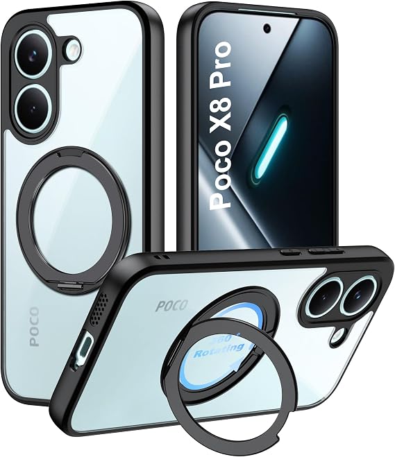 for Poco X8 Pro ケース スタンド付き、高品質、PC素材、傷防止、滑り止め。