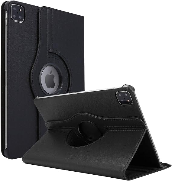Microsonic Apple iPad Pro 11`` 2022 4. Nesil için Kılıf (A2759-A2435-A2761-A2762) 360 Rotating Stand Deri Siyah [iPad Pro 11 2022 ile Uyumlu Kılıf - Siyah]